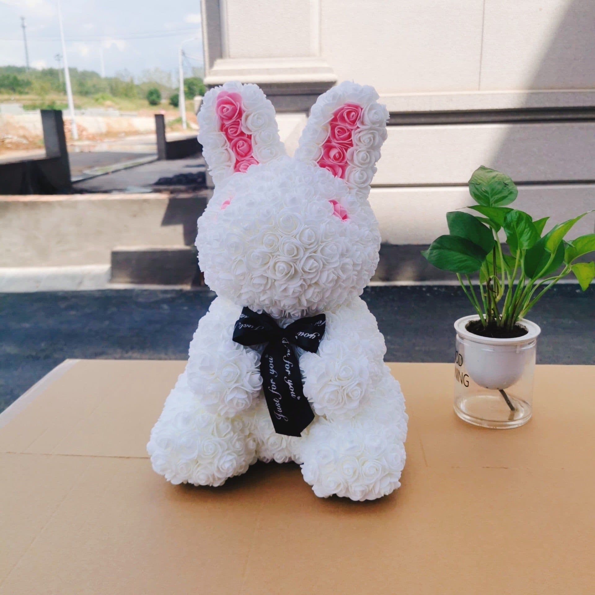 image-45cm Roses Bunny Valentines Day Eternal Flower Rabbit Romantic Wedding Engagement Ceremony Party Decoration Christmas Gifts