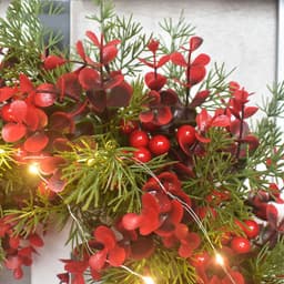 image-Artifical Cherry Pattern Wreaths Christmas Wreath Red Door Wreath Wall Hanging Garland Ornaments Rattan Circle Wall Decoration