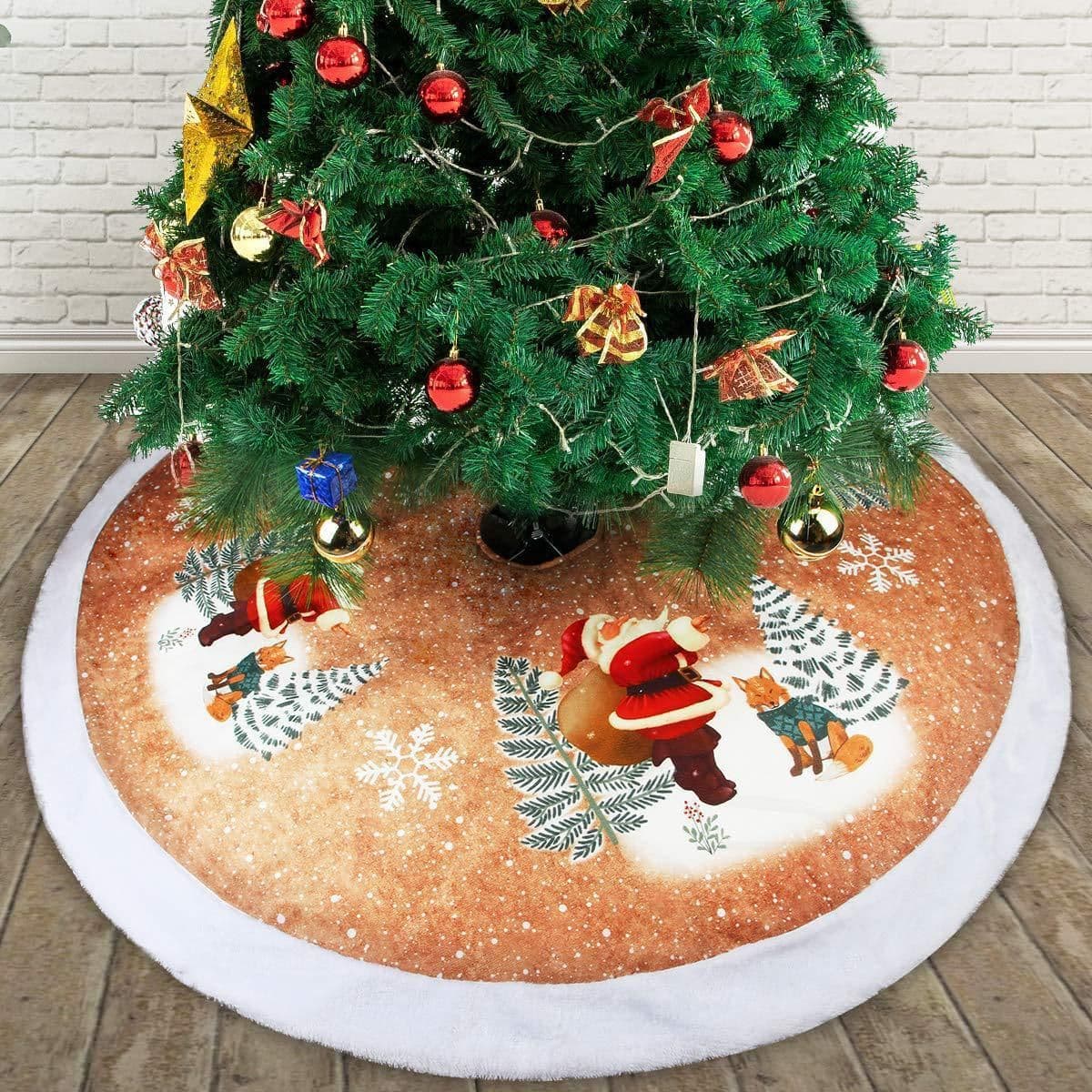 image-Christmas Tree Bottom Decoration Tree Skirt 98cm Flannel Old Man Tree