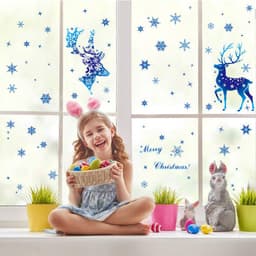 image-Christmas Elk Snowflake Sticker Decoration Glass Window Kids Room Christmas Wall Stickers Home Decals Decoration