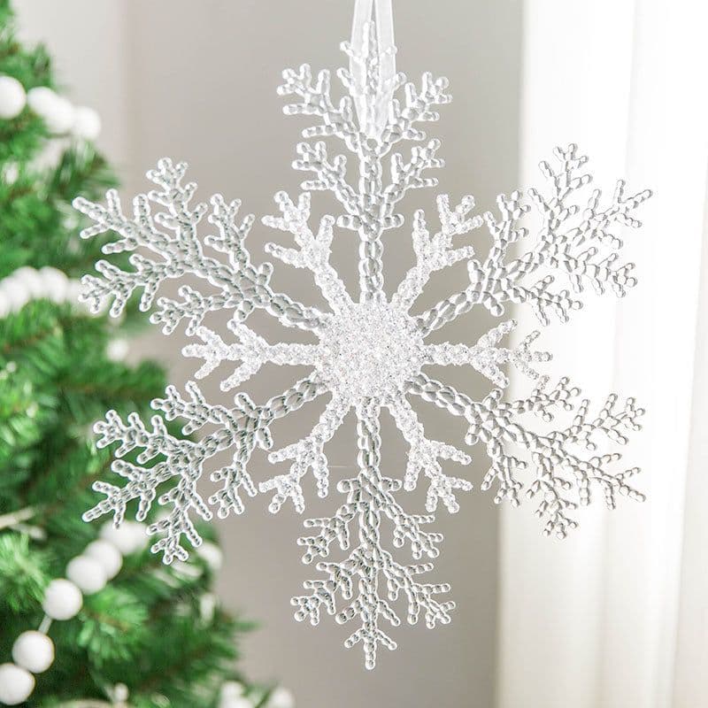 image-Christmas Decoration Acrylic Transparent Snowflake Christmas Tree Decoration Pendant DIY Christmas Decor For Home