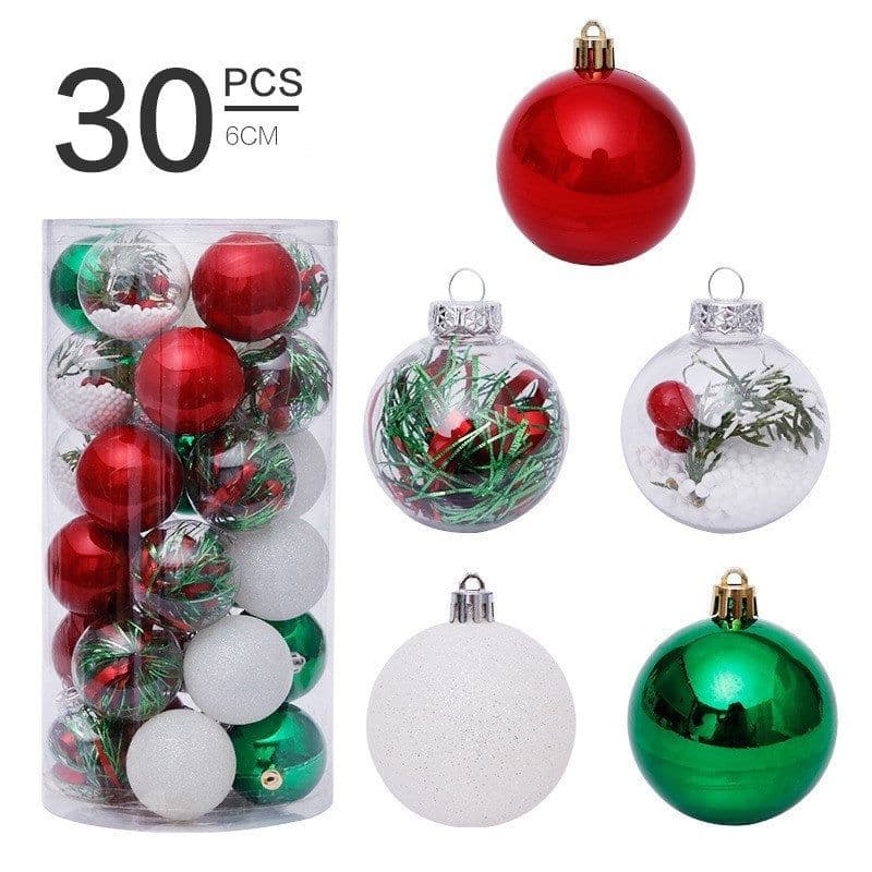 image-6cm/30Pcs transparent christmas ball set