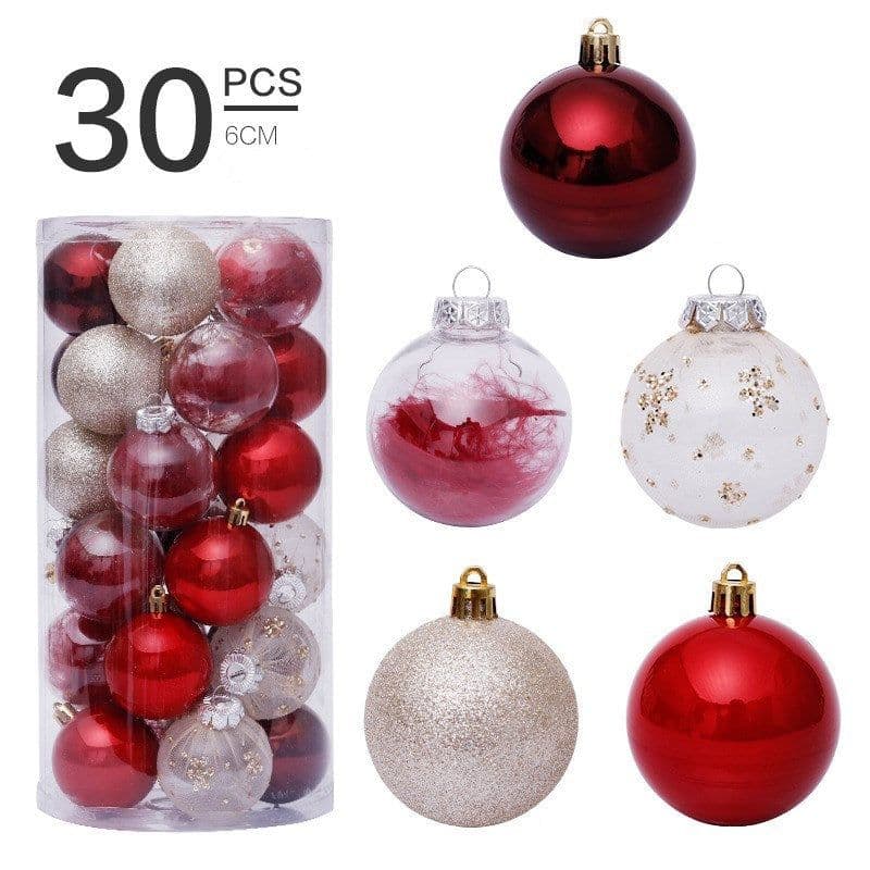 image-6cm/30Pcs transparent christmas ball set
