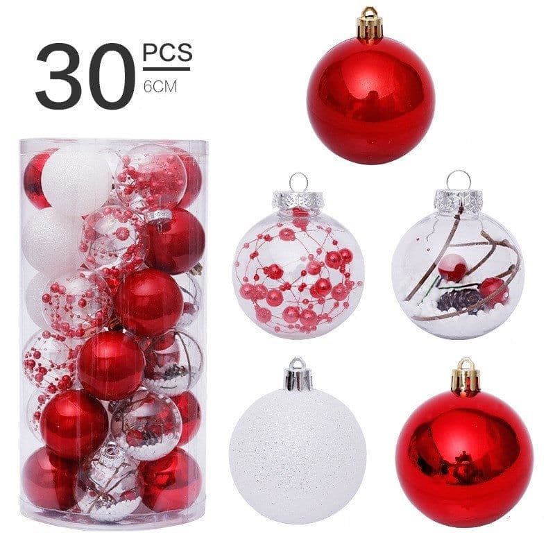 image-6cm/30Pcs transparent christmas ball set