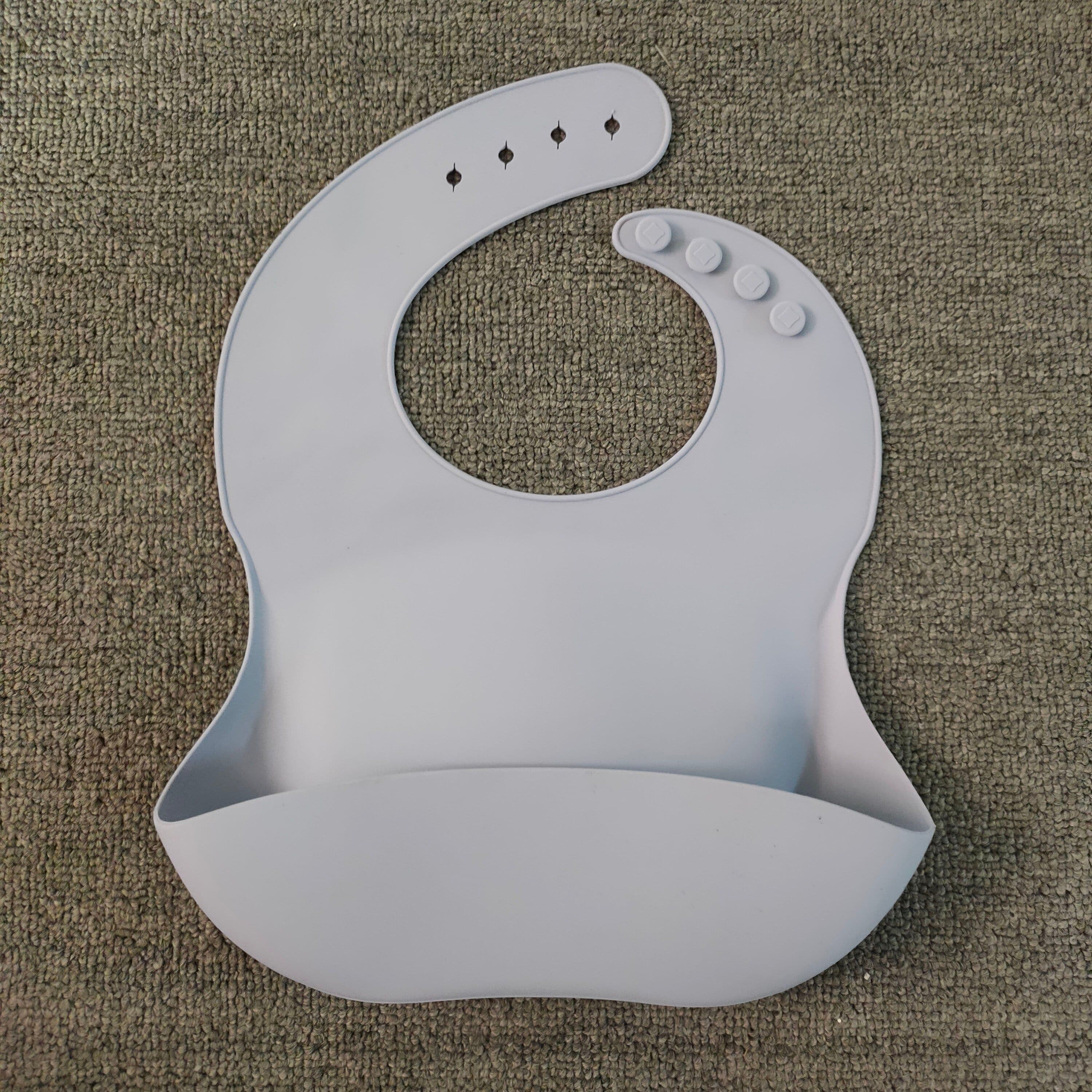 image-Soft Waterproof Silicone Baby Bib with Food Catcher, Baby Silicone Bib