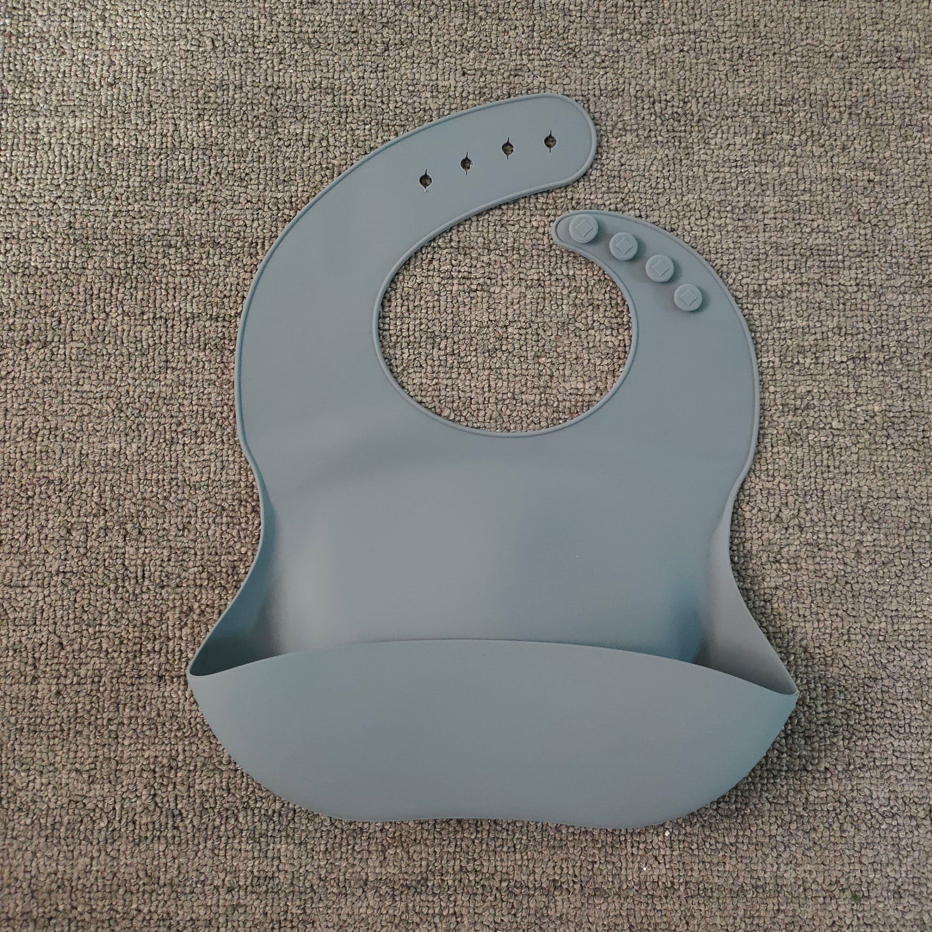 image-Soft Waterproof Silicone Baby Bib with Food Catcher, Baby Silicone Bib