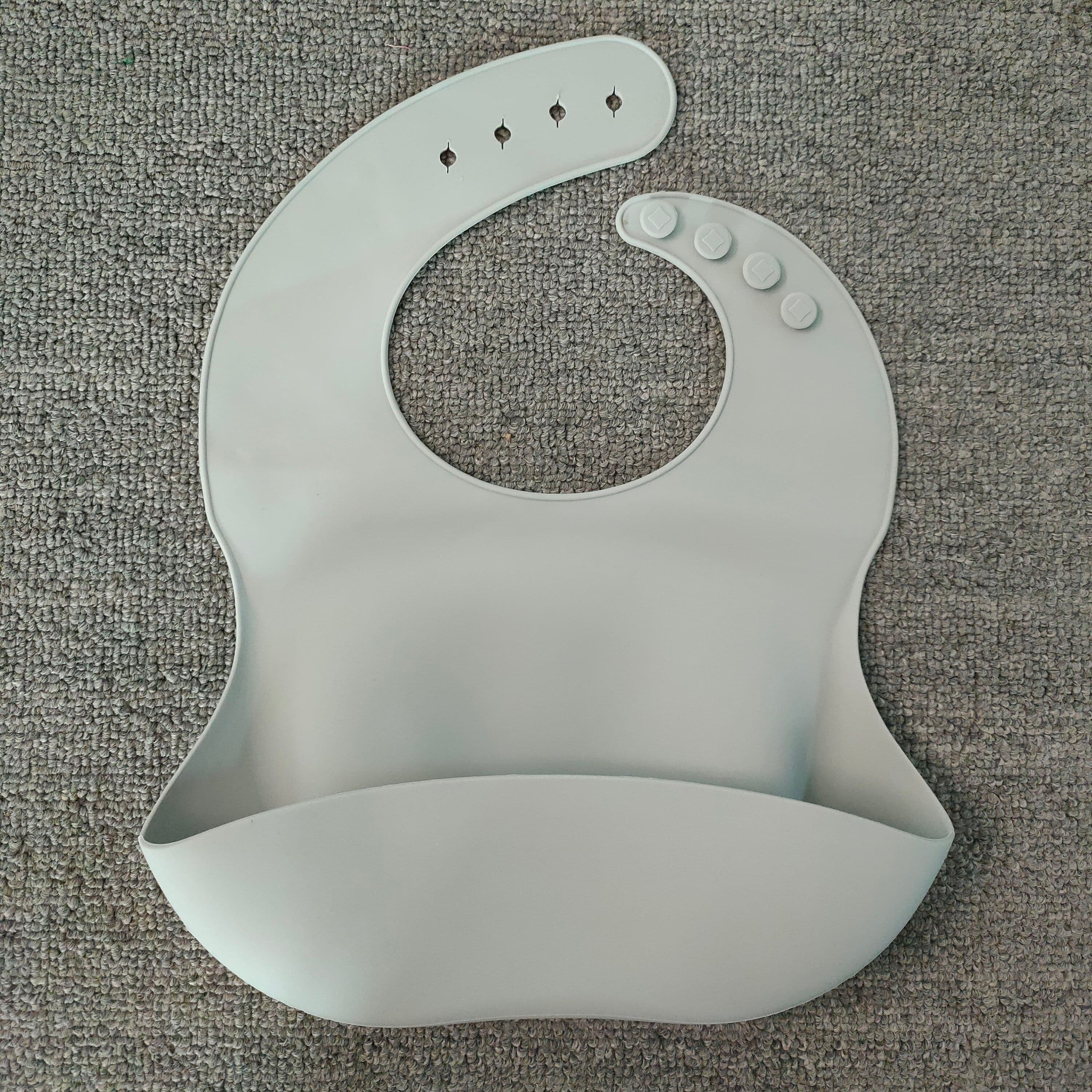 image-Soft Waterproof Silicone Baby Bib with Food Catcher, Baby Silicone Bib