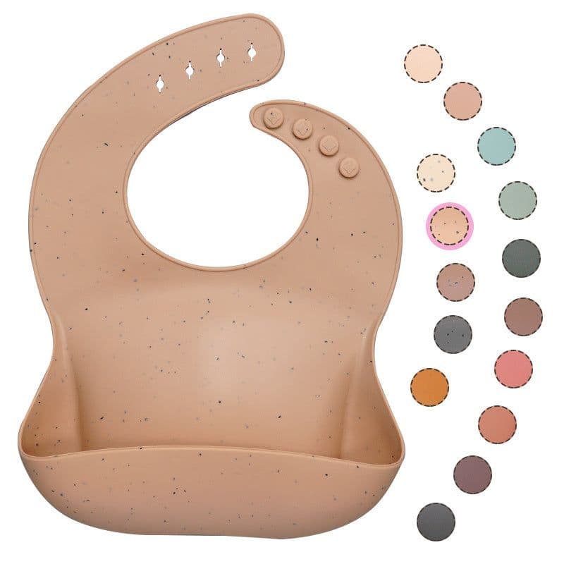 image-Soft Waterproof Silicone Baby Bib with Food Catcher, Baby Silicone Bib