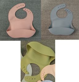 image-Soft Waterproof Silicone Baby Bib with Food Catcher, Baby Silicone Bib