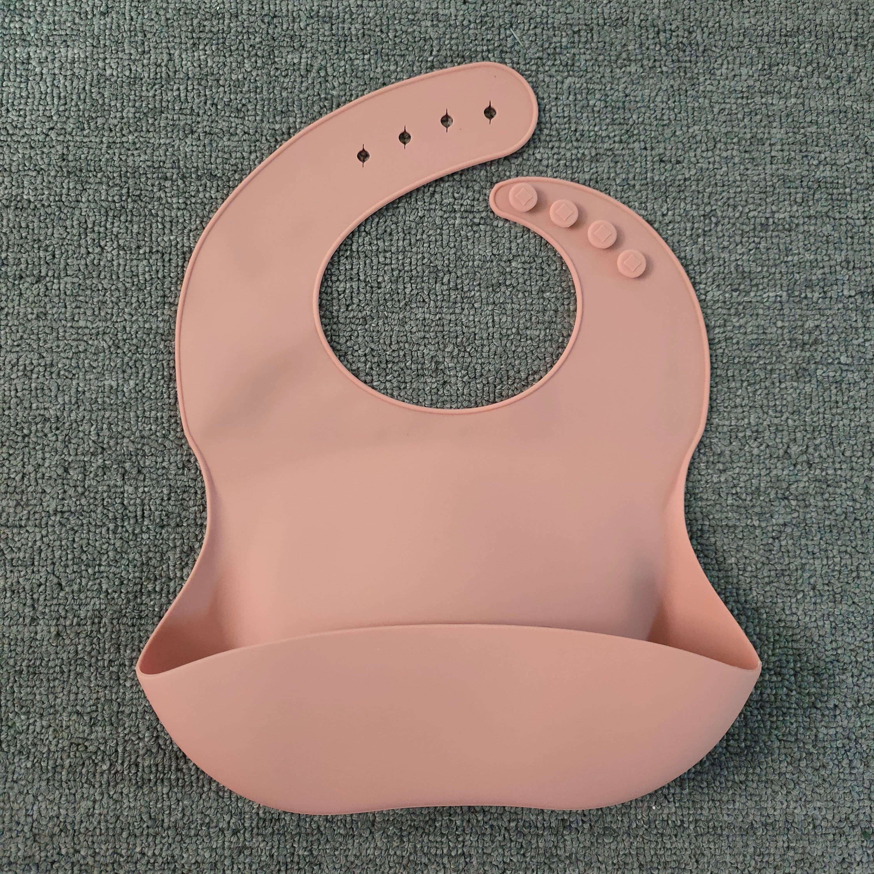 image-Soft Waterproof Silicone Baby Bib with Food Catcher, Baby Silicone Bib