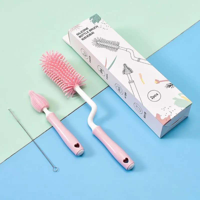 image-Baby Silicone Baby Bottle Brush Straw Scrubbing Baby Bottle Brush Cleaning