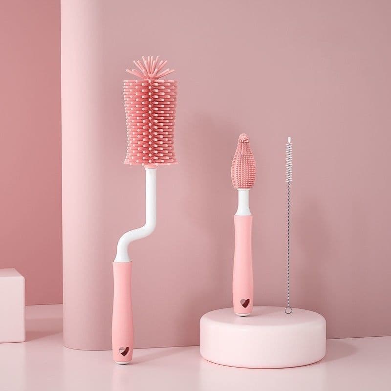 image-Baby Silicone Baby Bottle Brush Straw Scrubbing Baby Bottle Brush Cleaning