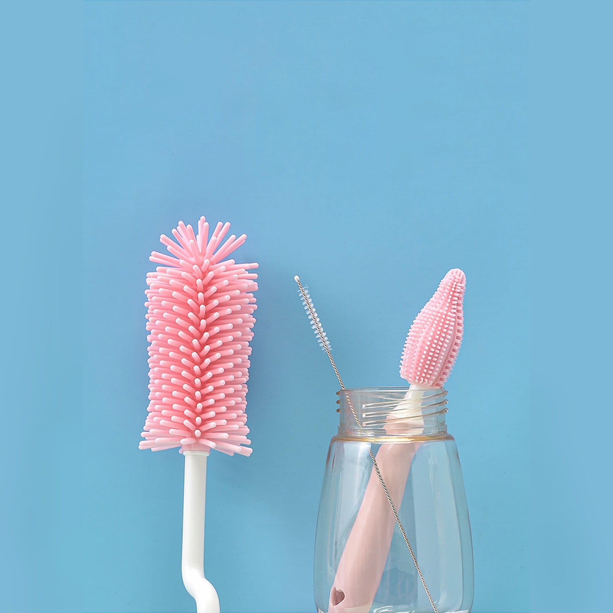 image-Baby Silicone Baby Bottle Brush Straw Scrubbing Baby Bottle Brush Cleaning