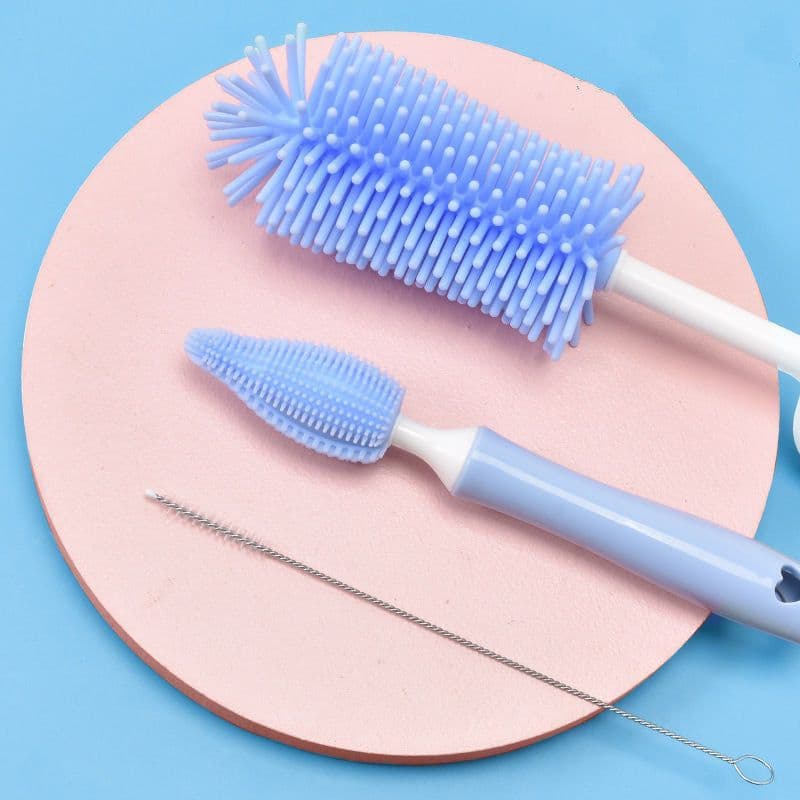 image-Baby Silicone Baby Bottle Brush Straw Scrubbing Baby Bottle Brush Cleaning