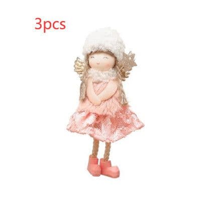 image-Christmas Lace Angel Doll Christmas Tree Small Pendant Lift Snowflake Girl Christmas Show Window Decorations Accessories