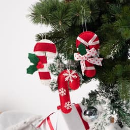 image-Christmas Decoration Products Crutch Shape Non-woven Felt Pendant