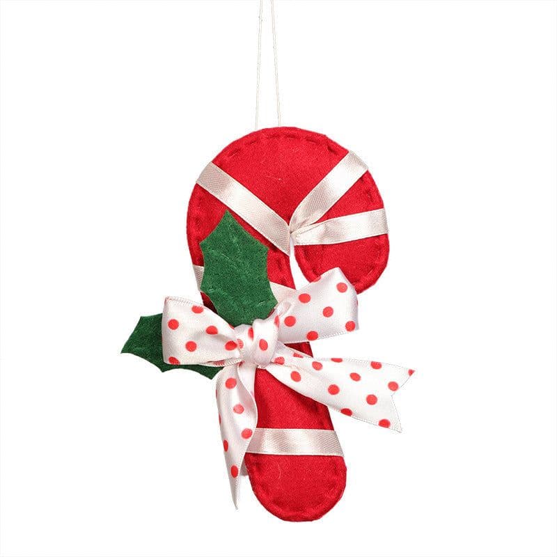 image-Christmas Decoration Products Crutch Shape Non-woven Felt Pendant