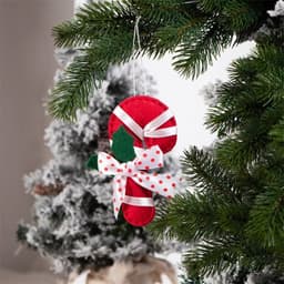 image-Christmas Decoration Products Crutch Shape Non-woven Felt Pendant