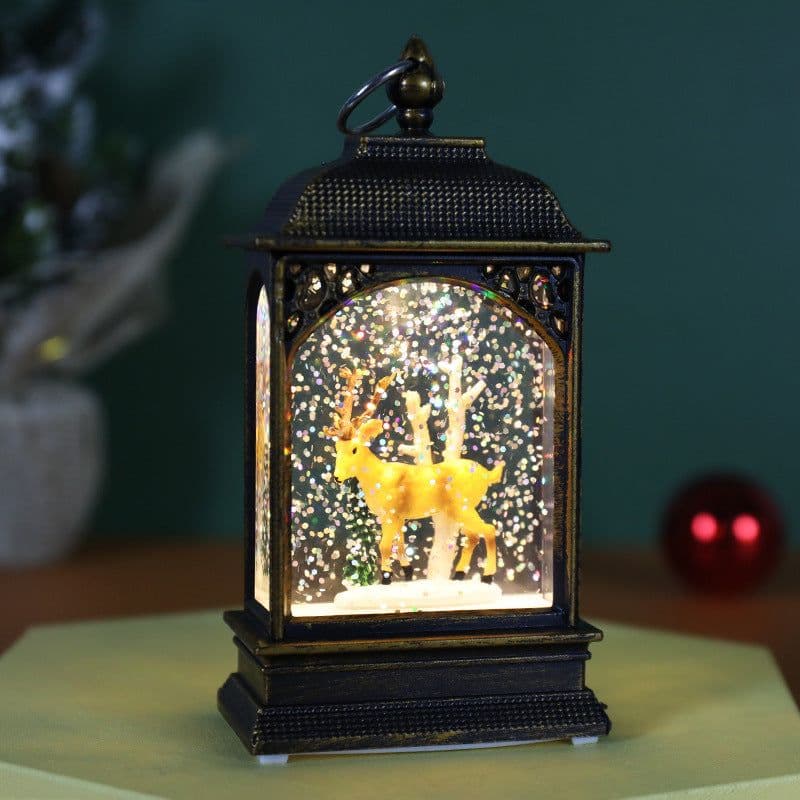 image-Christmas Decoration Luminous Water Injection Flat Storm Lantern Desktop Decoration