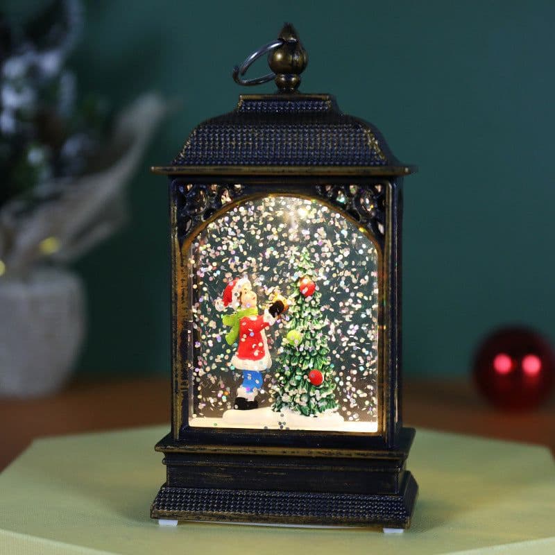 image-Christmas Decoration Luminous Water Injection Flat Storm Lantern Desktop Decoration