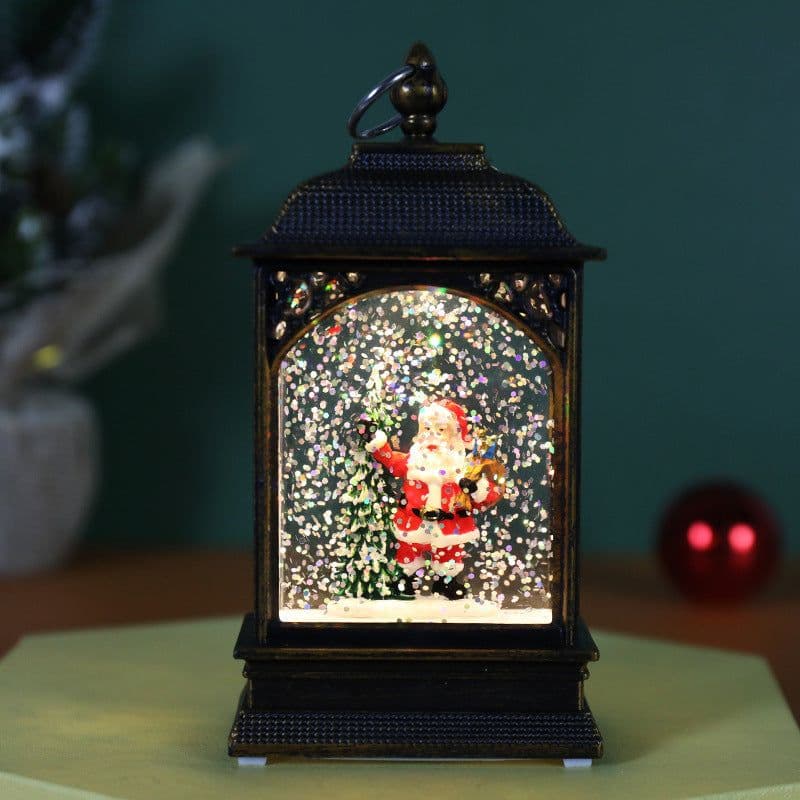 image-Christmas Decoration Luminous Water Injection Flat Storm Lantern Desktop Decoration