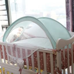 image-Folding breathable mosquito net in bb crib
