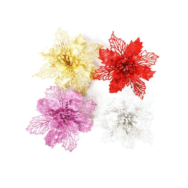 image-Christmas decorations canes hollowed out Christmas flowers