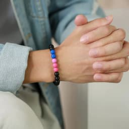 image-Bracelet Acrylic Black Agate Beaded Bracelet Friendship Men And Women