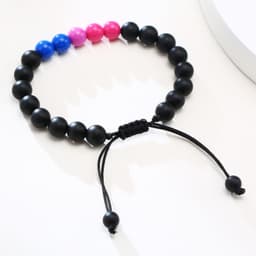 image-Bracelet Acrylic Black Agate Beaded Bracelet Friendship Men And Women