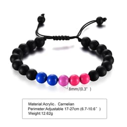 image-Bracelet Acrylic Black Agate Beaded Bracelet Friendship Men And Women