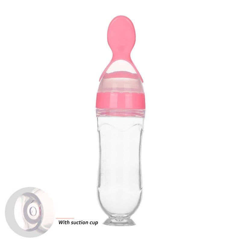 image-Safe Newborn Baby Feeding Bottle Toddler Silicone Squeeze Feeding Spoon Milk Bottle Baby Training Feeder Food Supplement