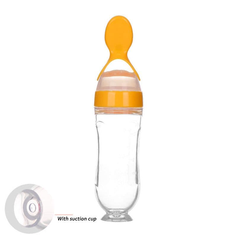 image-Safe Newborn Baby Feeding Bottle Toddler Silicone Squeeze Feeding Spoon Milk Bottle Baby Training Feeder Food Supplement