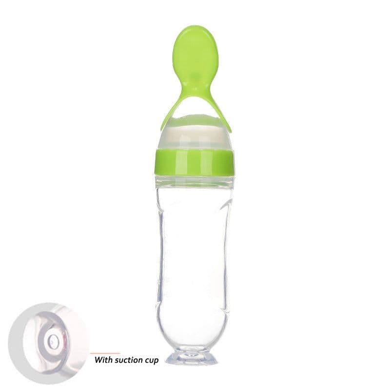 image-Safe Newborn Baby Feeding Bottle Toddler Silicone Squeeze Feeding Spoon Milk Bottle Baby Training Feeder Food Supplement