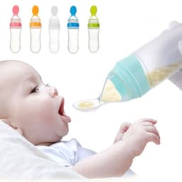 image-Safe Newborn Baby Feeding Bottle Toddler Silicone Squeeze Feeding Spoon Milk Bottle Baby Training Feeder Food Supplement
