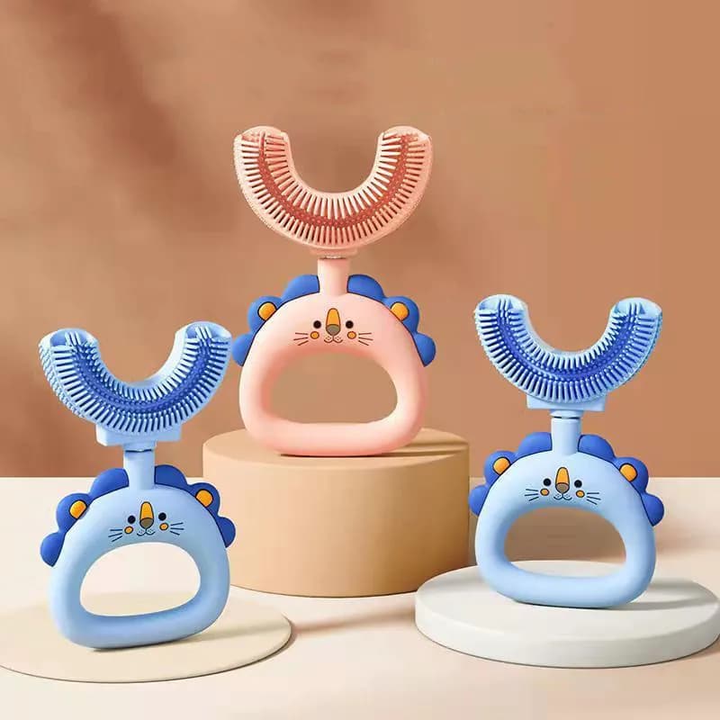 image-Children's U-shaped Silicone Toothbrush
