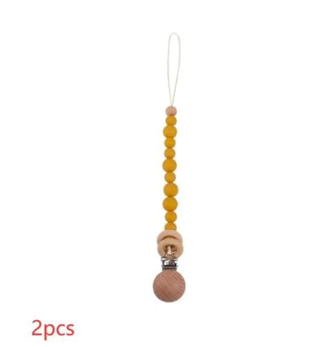 image-Baby Products Soothing Beech Wood Clip Pacifier Chain