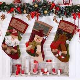 image-Christmas Stocking Socks Snowman Santa Elk Xmas Fireplace Xmas Tree Ornaments New Year Candy Bag Gift Christmas Decor