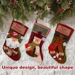 image-Christmas Stocking Socks Snowman Santa Elk Xmas Fireplace Xmas Tree Ornaments New Year Candy Bag Gift Christmas Decor