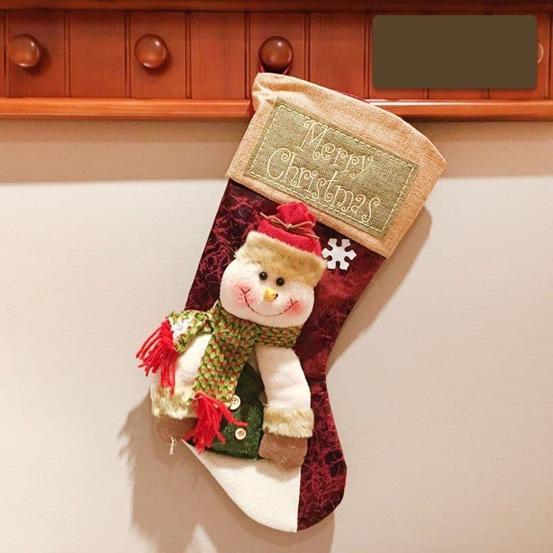 image-Christmas Stocking Socks Snowman Santa Elk Xmas Fireplace Xmas Tree Ornaments New Year Candy Bag Gift Christmas Decor