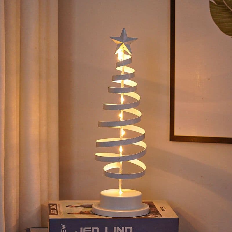 image-LED Christmas Tree Spiral Light Table Ornament Wrought Iron Xmas Tree Bedroom Desk Lamp Christmas Atmosphere Night Light Decor