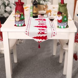 image-Christmas Elk Snowman Table Runner Merry Christmas Decorations