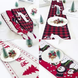 image-Christmas Elk Snowman Table Runner Merry Christmas Decorations