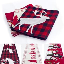 image-Christmas Elk Snowman Table Runner Merry Christmas Decorations