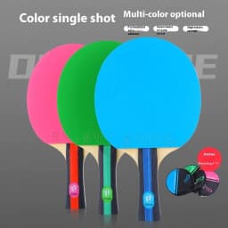 image-Colorful Pure Wood Single Racket Cover Professional High Elastic Long Handle Horizontal