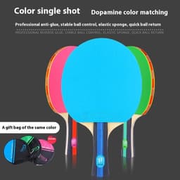 image-Colorful Pure Wood Single Racket Cover Professional High Elastic Long Handle Horizontal