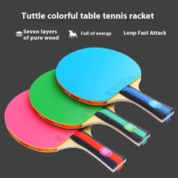 image-Colorful Pure Wood Single Racket Cover Professional High Elastic Long Handle Horizontal