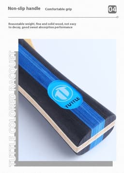 image-Colorful Pure Wood Single Racket Cover Professional High Elastic Long Handle Horizontal