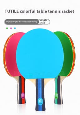 image-Colorful Pure Wood Single Racket Cover Professional High Elastic Long Handle Horizontal
