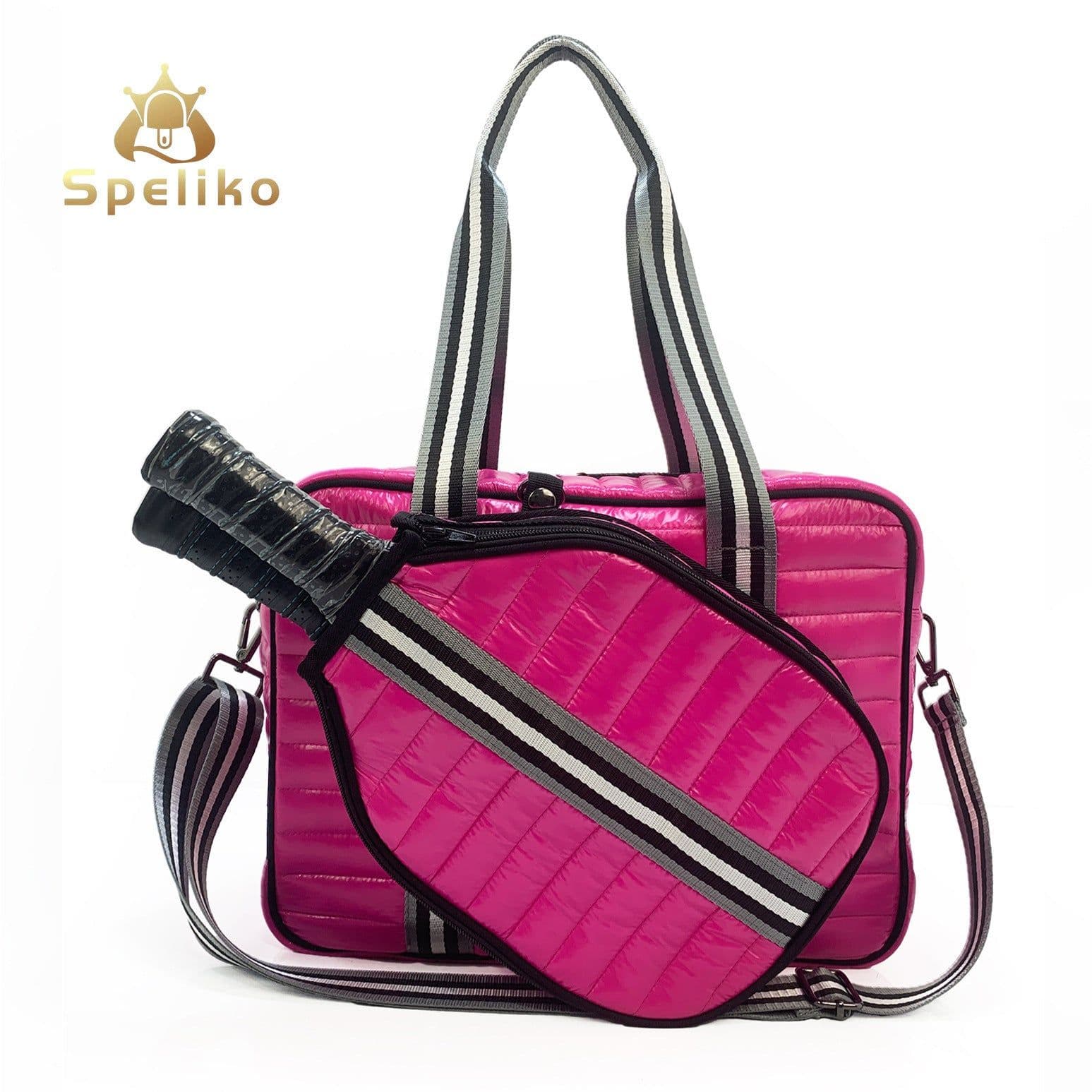 image-Fashion Striped Hand-carrying Crossbody Shoulder Tennis Pack