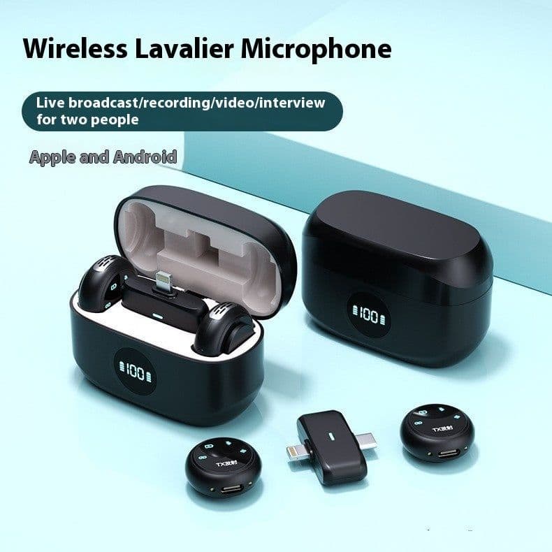 image-One-to-two Live Radio Noise Reduction Mini Button Magnetic Wireless Collar Clip Microphone